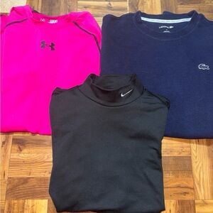 Bundle of UA and Nike Compression shirts and a Lacoste thermal shirt,size medium